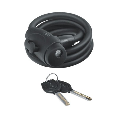 Замок тросиковий KLS Coil чорний 10х1800 мм