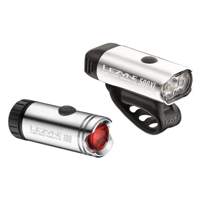Комплект світла Lezyne MICRO DRIVE 500XL / MICRO PAIR Сріблястий 500/180 люменів Y12